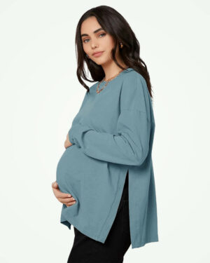 Maternity Solid Rib-knit Biker