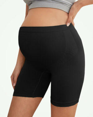 Maternity Solid Rib-knit Biker Shorts